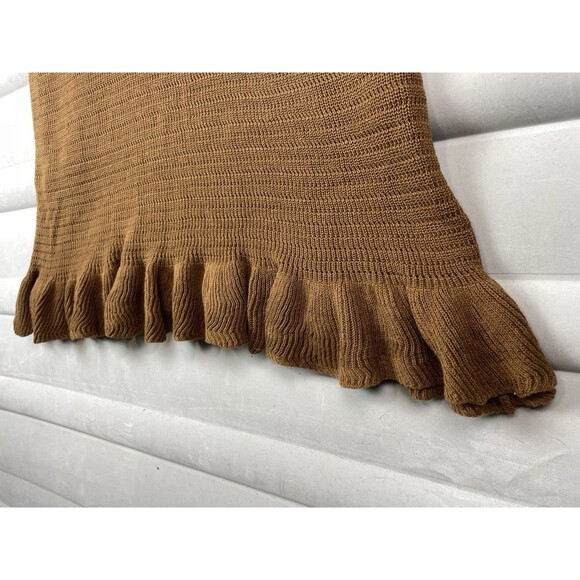 House Of Harlow Knit Dress Large Midi Ruffle Straps Brown Romantic Boho NEW - Picture 3 of 10